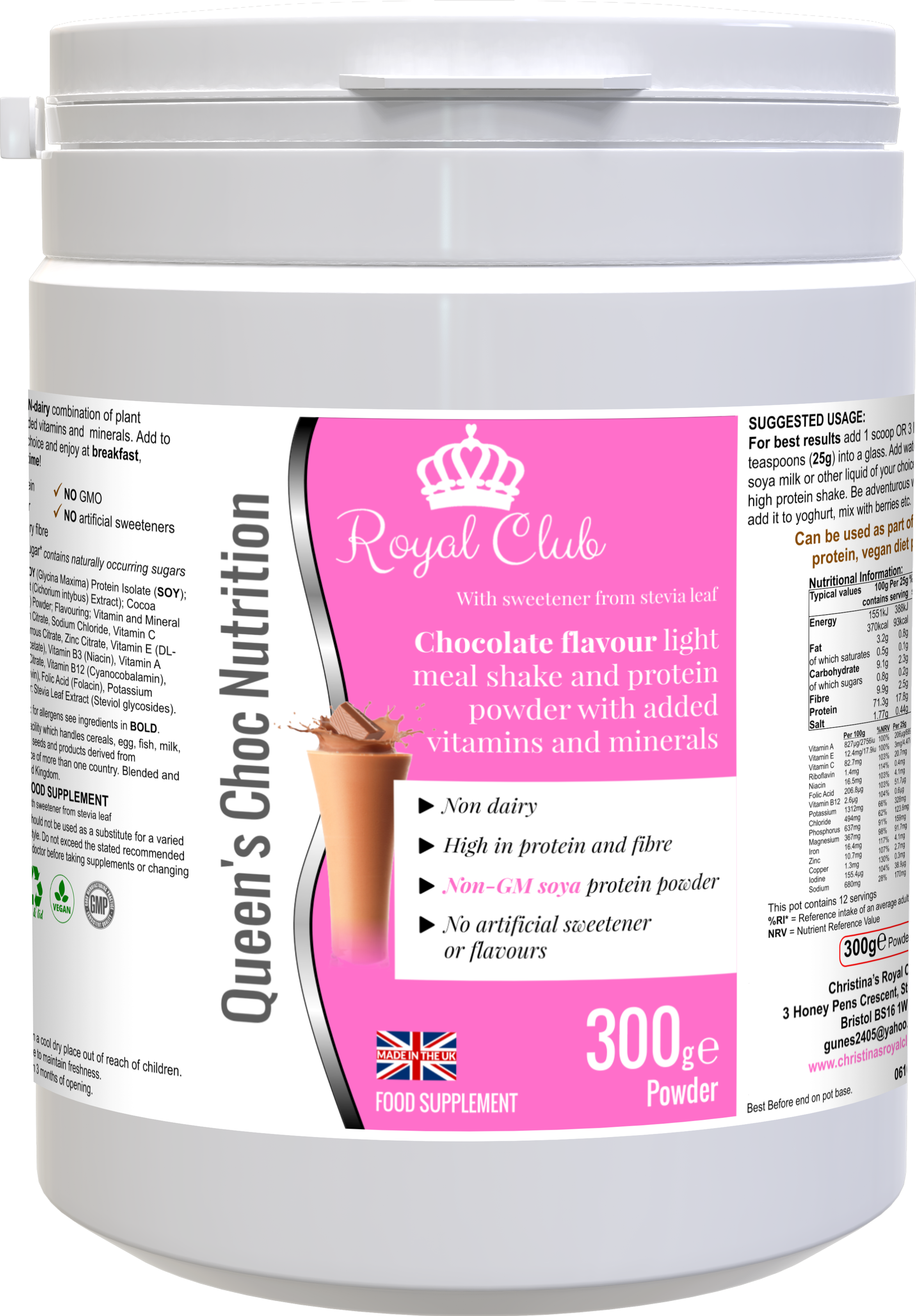 Queens chocolate nutrition shake