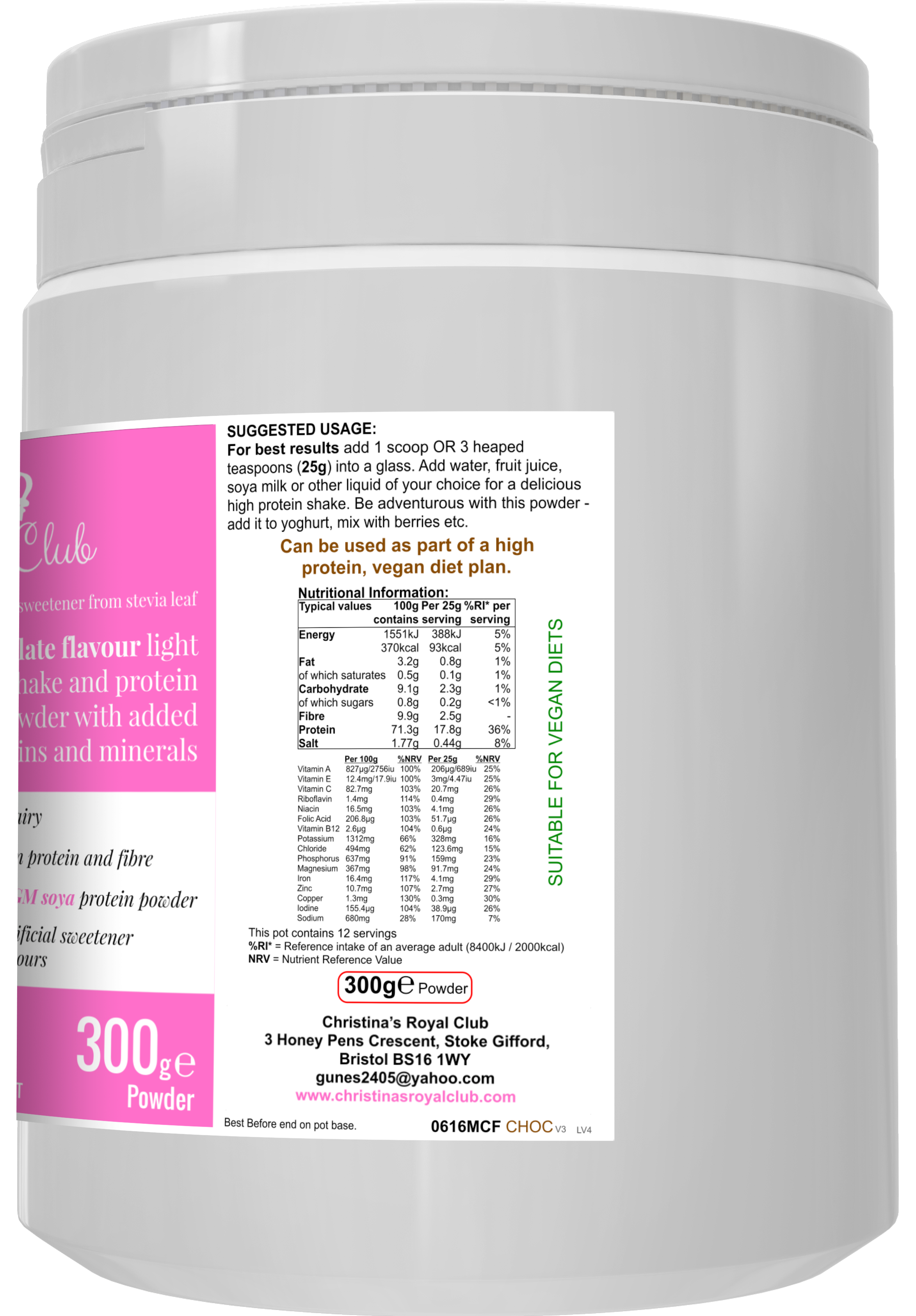 Queens chocolate nutrition shake